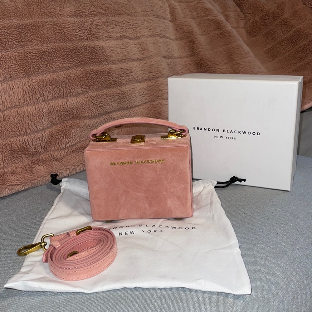 Brandon Blackwood Mini Kendrick Trunk - Pink Suede W/ Gold Hardware